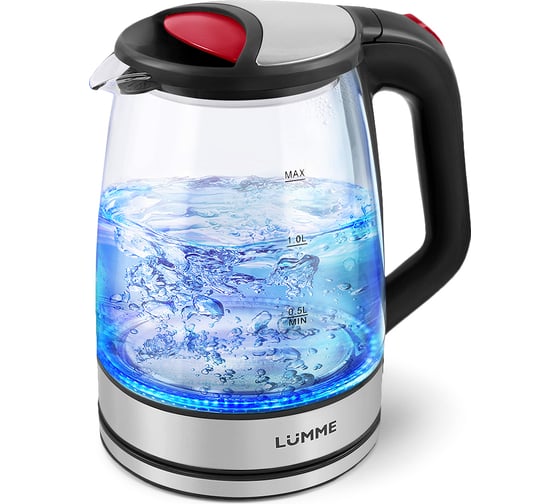 Чайник стеклянный LUMME LU-157 черный жемчуг 36634