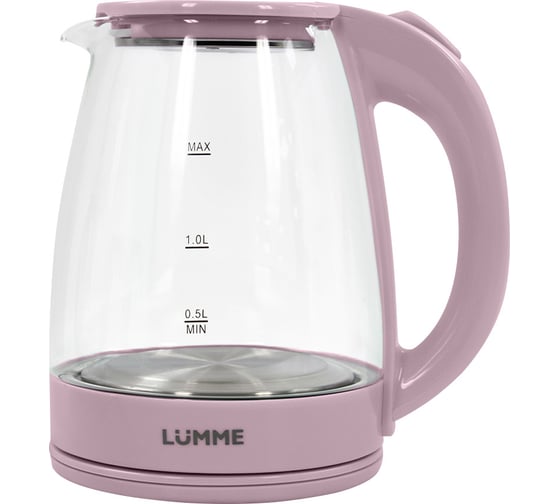 Чайник стеклянный LUMME LU-160 розовый опал 42597