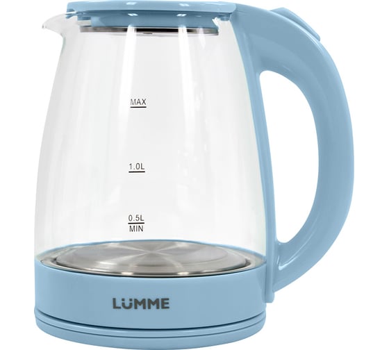 Чайник стеклянный LUMME LU-160 голубой аквамарин 42596 1