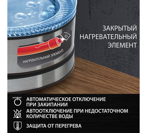 Чайник SONNEN KT-1788 1,7л черный 454349