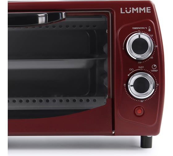 Духовой шкаф LUMME LU-1705 бордовый гранат, мини-печь 10 литров, гриль 37211