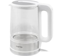 Чайник стеклянный MARTA MT-4608 белый 39284