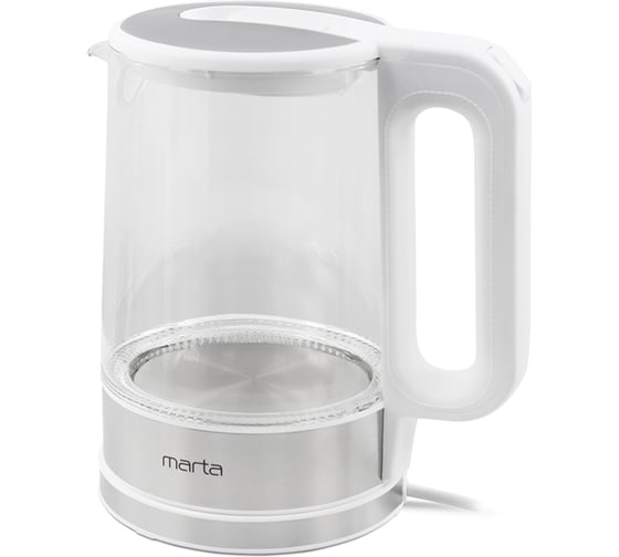 Чайник стеклянный MARTA MT-4608 белый 39284 1
