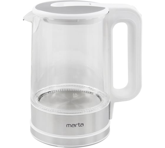 Чайник стеклянный MARTA MT-4608 белый 39284