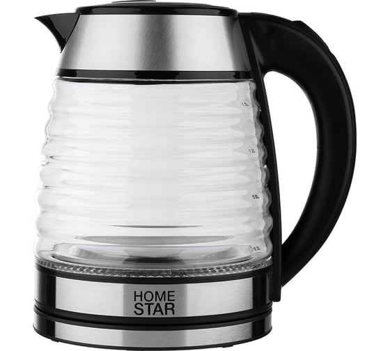 Чайник HomeStar HS-1046 1.5 л., стекло, пластик, черный 108854