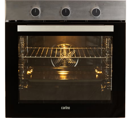 Встраиваемый электрический духовой шкаф Carino 60 см, 7 режимов, 80л, конвекция, двойное стекло, нержавеющая сталь CB6EM14011