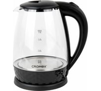 Чайник электрический Cromex KT-308, 1,8л, 1500Вт, стекло, черный 455150