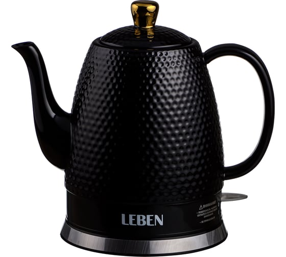 Чайник электрический керамический 1,2 л, черный Leben 291-104