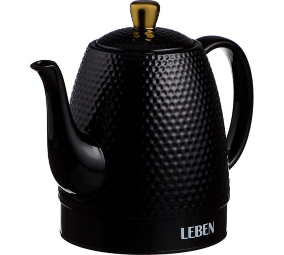 Чайник электрический керамический 1,2 л, черный Leben 291-104