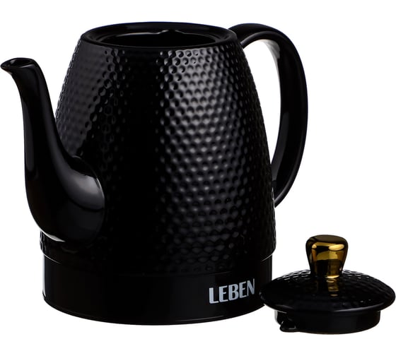 Чайник электрический керамический 1,2 л, черный Leben 291-104