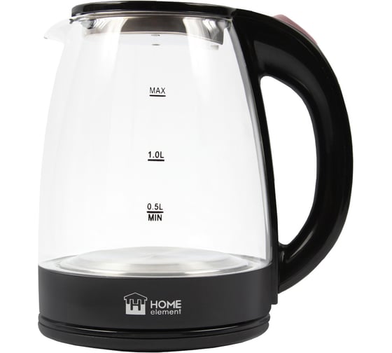 Стеклянный чайник HOME ELEMENT HE-KT185 (Longyi) черный коралл 42946