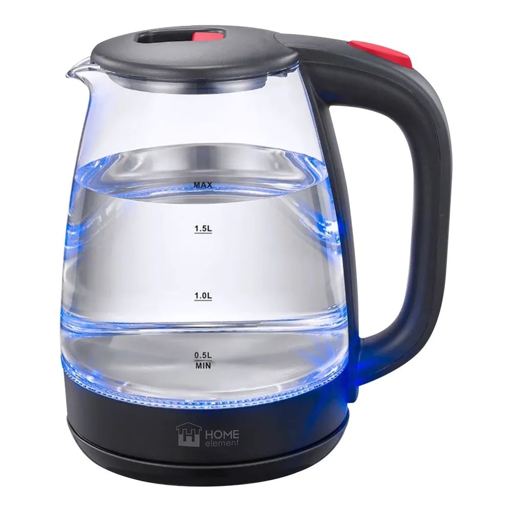 Стеклянный чайник HOME ELEMENT HE-KT2310 красный рубин 42538 - выгодная ...