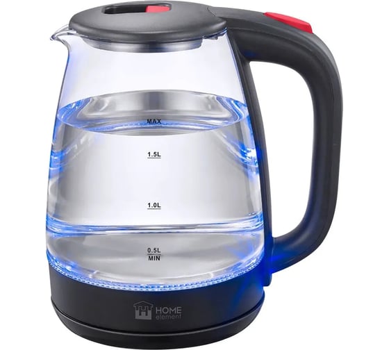 Стеклянный чайник HOME ELEMENT HE-KT2310 красный рубин 42538 1