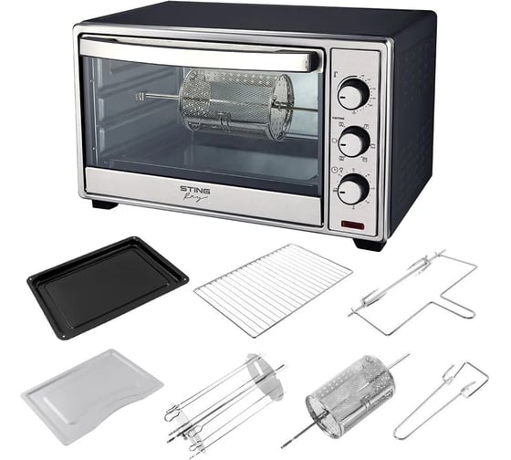 Духовой шкаф (мини-печь) STINGRAY ST-EO118A черный/сталь, 30 л, шашлычница, аэрофрит., вертел, конвекция 43237