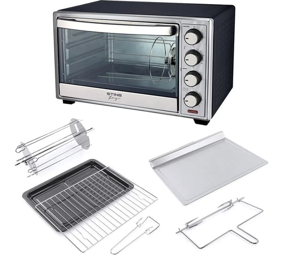 Духовой шкаф (мини-печь) STINGRAY ST-EO121A черный/сталь, 42 л, шашлычница, вертел, конвекция 43238