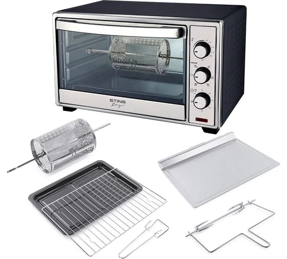 Духовой шкаф (мини-печь) STINGRAY ST-EO117A черный/сталь, 24 л, конвекция, вертел, эрофритюрница 42948