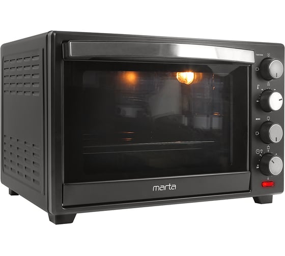 Духовой шкаф (мини-печь) MARTA MT-4281 черный жемчуг, 40 л, конвекция+шашлычница+вертел+эмаль 37278