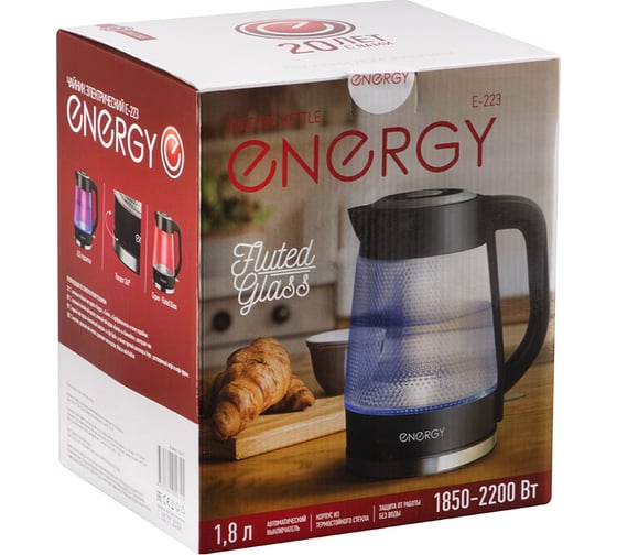 Чайник Energy E-223 1.8 л рифлёное стекло 164161
