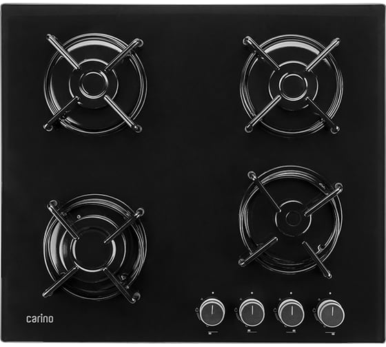 Газовая варочная панель Carino 60 см, газ-контроль, закаленное стекло, автоматический розжиг, эмалированные решетки CH60N40B570