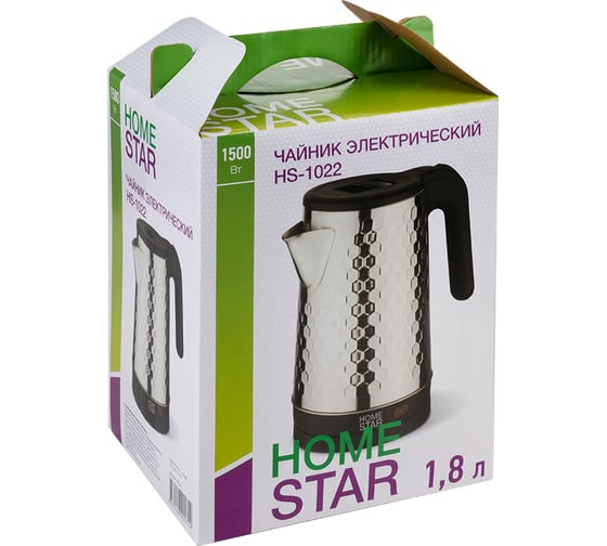 Чайник Homestar HS-1022 1.8 л, стальной, черный 109144