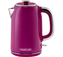 Чайник электрический Galaxy LINE GL 0346, малиновый джем, металл, 2200 Вт, 1,7 л, корпус из нержавеющей стали AISI 304, STRIX контроллер, шкала уровня воды 7010103460