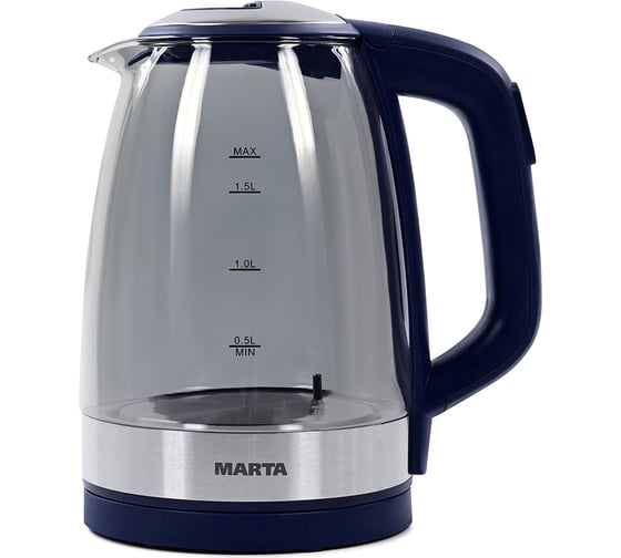 Чайник стеклянный MARTA синий сапфир MT-1088 36312