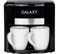 Кофеварка электрическая Galaxy LINE GL 0708, черная, капельная, 750 Вт, 0.3 л, многоразовый съемный фильтр, 2 керамические чашки в комплекте 7010407082