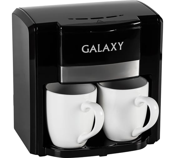 Кофеварка электрическая Galaxy LINE GL 0708, черная, капельная, 750 Вт, 0.3 л, многоразовый съемный фильтр, 2 керамические чашки в комплекте 7010407082