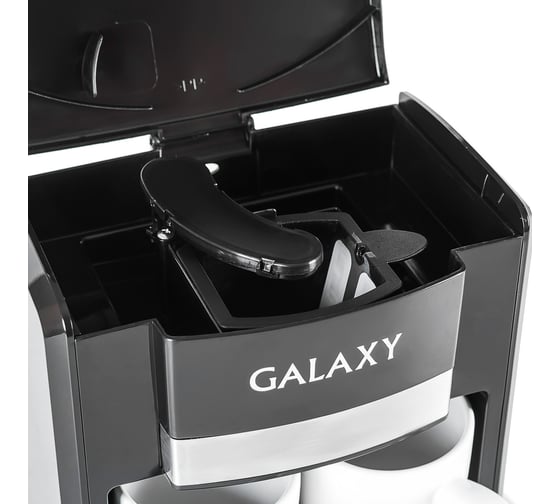 Кофеварка электрическая Galaxy LINE GL 0708, черная, капельная, 750 Вт, 0.3 л, многоразовый съемный фильтр, 2 керамические чашки в комплекте 7010407082