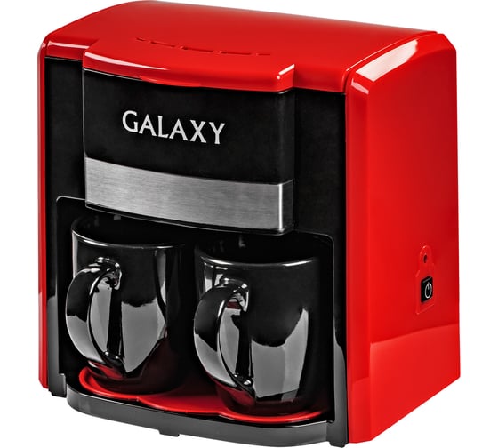 Кофеварка электрическая Galaxy LINE GL 0708, красная, капельная, 750 Вт, 0.3 л, многоразовый съемный фильтр, 2 керамические чашки в комплекте 7010407083