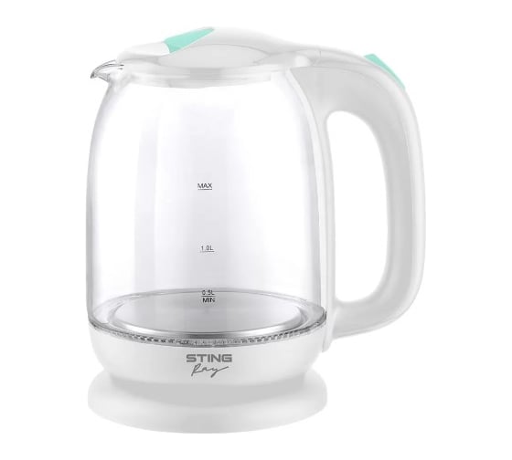 Чайник стеклянный STINGRAY ST-KT3005A белый/ментол 43365 1