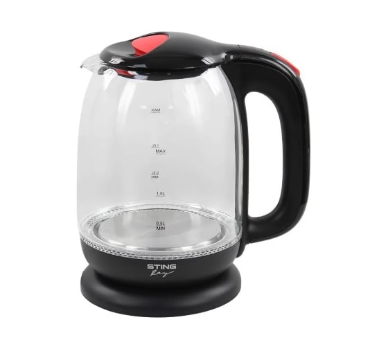 Чайник стеклянный STINGRAY ST-KT3005A черный/красный 39320 1