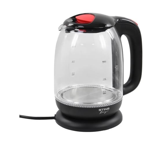 Чайник стеклянный STINGRAY ST-KT3005A черный/красный 39320