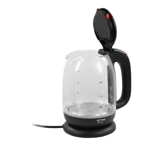Чайник стеклянный STINGRAY ST-KT3005A черный/красный 39320