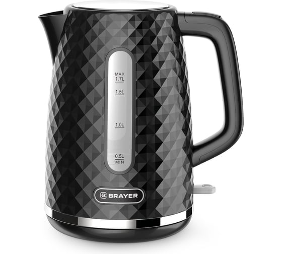 Чайник электрический BRAYER 6104BR-BK, 2200 Вт, 1.7 л, пластиковый корпус, STRIX, автоотключение BR6104BK