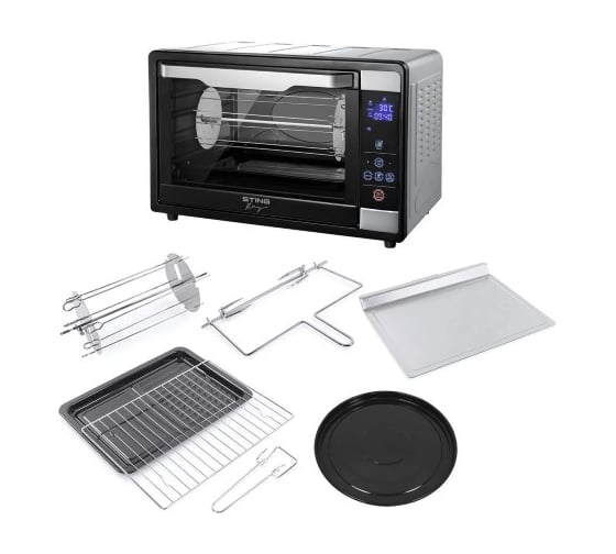 Духовой шкаф STINGRAY ST-EO125A мини-печь черный/сталь 75 л, конвекция, вертел, шашлычница 43255