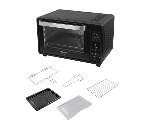 Духовой шкаф STINGRAY ST-EO129B мини-печь черный жемчуг 28 л, конвекция, вертел 43260