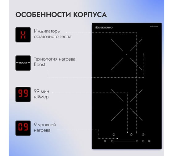 Встраиваемая панель электрическая индукционная Delvento 30 см V30I72S210