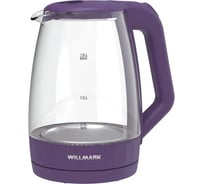 Чайник электрический Willmark WEK-1823G 1.8 л, поворот на 360, термостойкое стекло, световая индикация, 2200 Вт фиолетовый 2001902