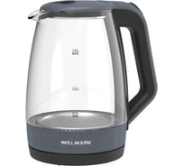 Чайник электрический Willmark WEK-1823G 1.8 л, поворот на 360, термостойкое стекло, световая индикация, 2200 Вт серо-черный 2001903