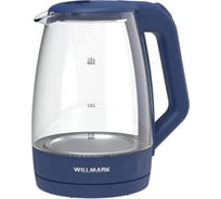 Чайник электрический Willmark WEK-1823G 1.8 л, поворот на 360, термостойкое стекло, световая индикация, 2200 Вт синий 2001901
