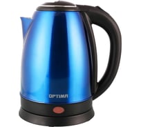 Чайник электрический OPTIMA EK-1808SS 1.8 л, поворот на 360 градусов, корпус из нержавеющей стали синий 2002274