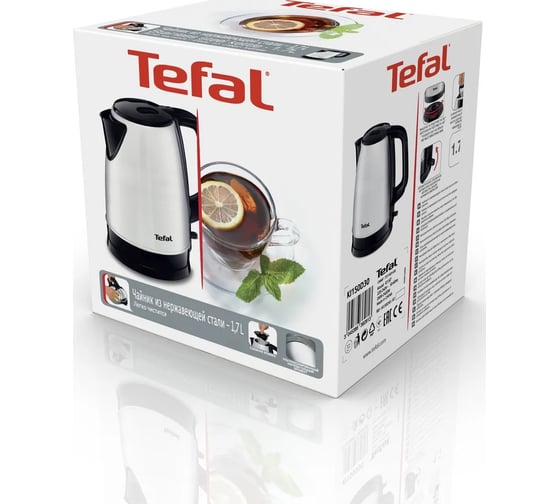 Чайник TEFAL Good Value KI150D30 1.7 л, 2400 Вт, черный (металл/пластик) 1153313