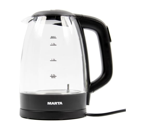 Стеклянный чайник MARTA черный жемчуг MT-1099 36327