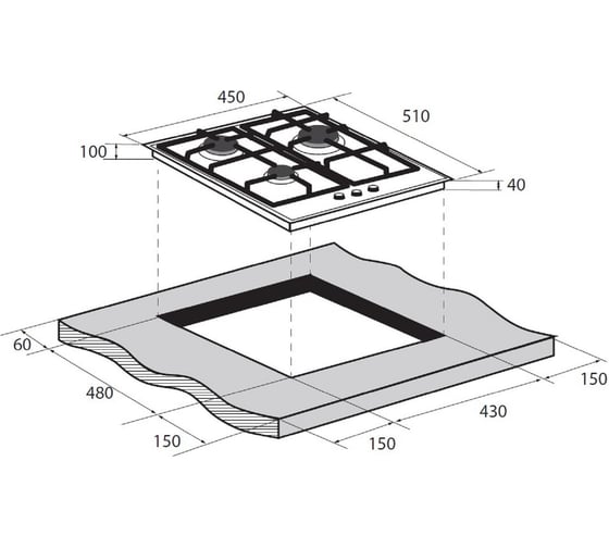 Газовая варочная панель ZUGEL ZGH450W белая