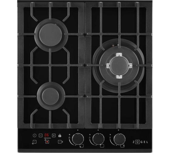 Газовая варочная панель ZUGEL ZGH450X черное стекло 1