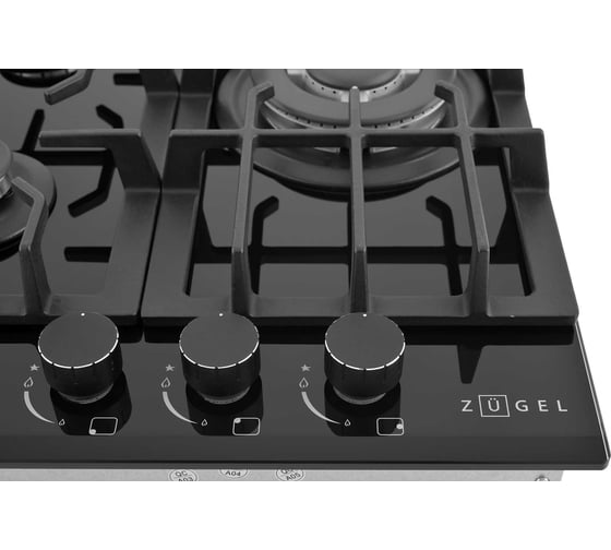 Газовая варочная панель ZUGEL ZGH450X черное стекло