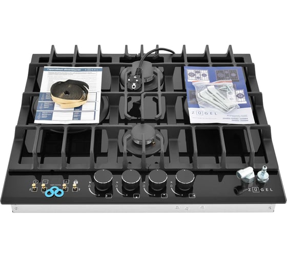 Газовая варочная панель ZUGEL ZGH600X черная
