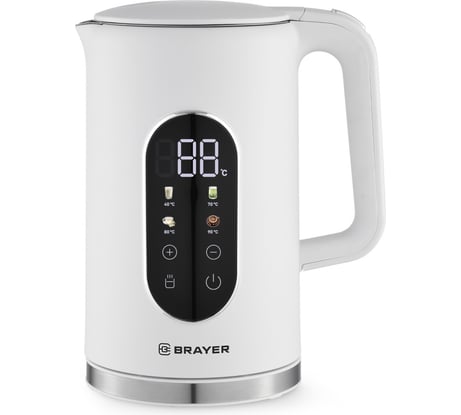 Чайник электрический BRAYER 6107BR-WH 2200 Вт, 1.7 л, Cool Touch, cенсорное управление, автоотключение BR6107WH