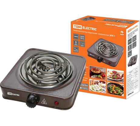 Одноконфорочная электроплитка TDM ЭПС1 230 В, 1 кВт, спираль, коричневая SQ2504-0011